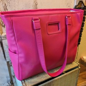 Thirty-One Leader Exclusive Hot Pink Cindy Tote Faux Pebbled Leather NWOT